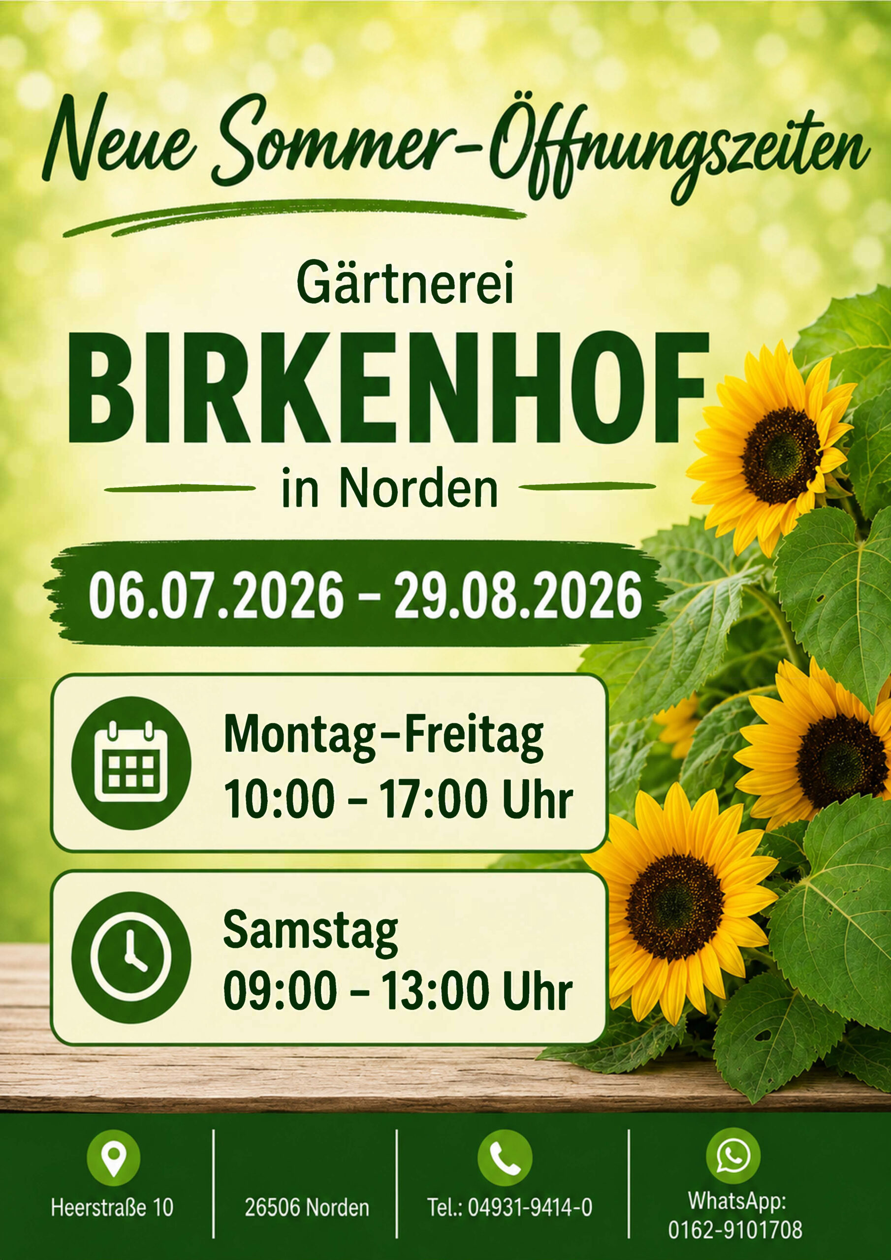 Öffnungszeiten BIRKENHOF